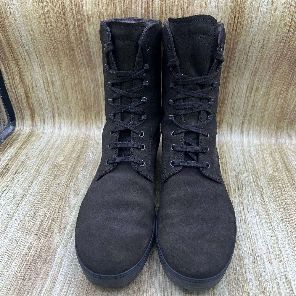 Tod's Combat Field Boots Men's Size 9 Dark Brown Suede Leather Lined‎ Italy